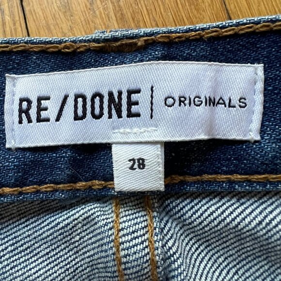 Re/Done Size 28 Blue Denim Double Needle High Waist Straight Leg ButtonFly Jeans - Picture 4 of 14